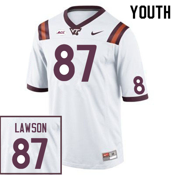 Youth #87 Keli Lawson Virginia Tech Hokies College Football Jerseys Sale-White